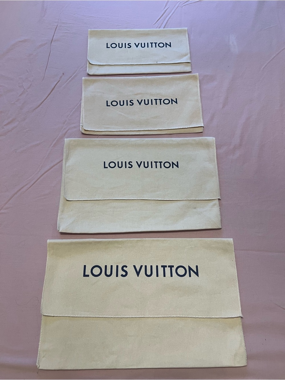 Louis Vuitton Beige Dust Bag Set with Black Logo